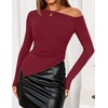 image:imageZESICA Womens Off The Shoulder Asymmetrical Going Out TopsWine