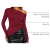 image:imageZESICA Womens Off The Shoulder Asymmetrical Going Out TopsWine