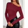 image:imageZESICA Womens Off The Shoulder Asymmetrical Going Out TopsWine