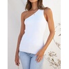 image:imageZESICA Womens One Shoulder Tank Summer Sleeveless T Shirt Ribbed Knit Slim Fit Sexy Casual Basic Tee TopsWhite