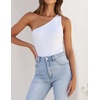image:imageZESICA Womens One Shoulder Tank Summer Sleeveless T Shirt Ribbed Knit Slim Fit Sexy Casual Basic Tee TopsWhite