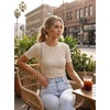 image:imageZESICA Womens Short Sleeve Sweater Tops 2026 Summer Crewneck Basic T ShirtAlmond