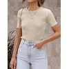 image:imageZESICA Womens Short Sleeve Sweater Tops 2026 Summer Crewneck Basic T ShirtAlmond