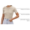 image:imageZESICA Womens Short Sleeve Sweater Tops 2026 Summer Crewneck Basic T ShirtAlmond