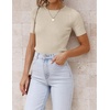 image:imageZESICA Womens Short Sleeve Sweater Tops 2026 Summer Crewneck Basic T ShirtAlmond