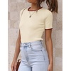 image:imageZESICA Womens Short Sleeve Sweater Tops 2026 Summer Crewneck Basic T ShirtApricot