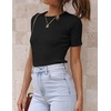 image:imageZESICA Womens Short Sleeve Sweater Tops 2026 Summer Crewneck Basic T ShirtBlack