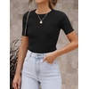 image:imageZESICA Womens Short Sleeve Sweater Tops 2026 Summer Crewneck Basic T ShirtBlack