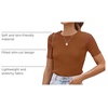 image:imageZESICA Womens Short Sleeve Sweater Tops 2026 Summer Crewneck Basic T ShirtBrown
