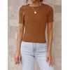 image:imageZESICA Womens Short Sleeve Sweater Tops 2026 Summer Crewneck Basic T ShirtBrown