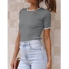 image:imageZESICA Womens Short Sleeve Sweater Tops 2026 Summer Crewneck Basic T ShirtDarkgrey
