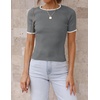 image:imageZESICA Womens Short Sleeve Sweater Tops 2026 Summer Crewneck Basic T ShirtDarkgrey