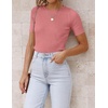 image:imageZESICA Womens Short Sleeve Sweater Tops 2026 Summer Crewneck Basic T ShirtDustypink