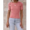image:imageZESICA Womens Short Sleeve Sweater Tops 2026 Summer Crewneck Basic T ShirtDustypink
