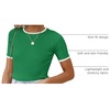 image:imageZESICA Womens Short Sleeve Sweater Tops 2026 Summer Crewneck Basic T ShirtGreen