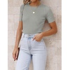 image:imageZESICA Womens Short Sleeve Sweater Tops 2026 Summer Crewneck Basic T ShirtGrey
