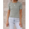 image:imageZESICA Womens Short Sleeve Sweater Tops 2026 Summer Crewneck Basic T ShirtGrey