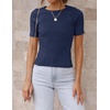 image:imageZESICA Womens Short Sleeve Sweater Tops 2026 Summer Crewneck Basic T ShirtNavy