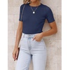 image:imageZESICA Womens Short Sleeve Sweater Tops 2026 Summer Crewneck Basic T ShirtNavy