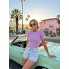 image:imageZESICA Womens Short Sleeve Sweater Tops 2026 Summer Crewneck Basic T ShirtPurple