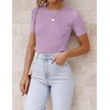 image:imageZESICA Womens Short Sleeve Sweater Tops 2026 Summer Crewneck Basic T ShirtPurple