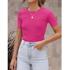 image:imageZESICA Womens Short Sleeve Sweater Tops 2026 Summer Crewneck Basic T ShirtRose