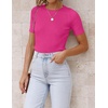 image:imageZESICA Womens Short Sleeve Sweater Tops 2026 Summer Crewneck Basic T ShirtRose