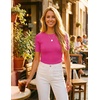 image:imageZESICA Womens Short Sleeve Sweater Tops 2026 Summer Crewneck Basic T ShirtRose