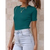 image:imageZESICA Womens Short Sleeve Sweater Tops 2026 Summer Crewneck Basic T ShirtTeal