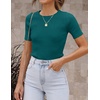 image:imageZESICA Womens Short Sleeve Sweater Tops 2026 Summer Crewneck Basic T ShirtTeal