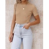 image:imageZESICA Womens Short Sleeve Sweater Tops 2026 Summer Crewneck Basic T ShirtToffee