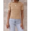 image:imageZESICA Womens Short Sleeve Sweater Tops 2026 Summer Crewneck Basic T ShirtToffee