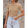 image:imageZESICA Womens Short Sleeve Sweater Tops 2026 Summer Crewneck Basic T ShirtToffee