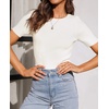image:imageZESICA Womens Short Sleeve Sweater Tops 2026 Summer Crewneck Basic T ShirtWhite