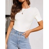 image:imageZESICA Womens Short Sleeve Sweater Tops 2026 Summer Crewneck Basic T ShirtWhite
