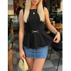 image:imageZESICA Womens Sleeveless Business Casual Peplum Tank TopsBlack