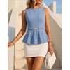image:imageZESICA Womens Sleeveless Business Casual Peplum Tank TopsBlue