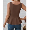 image:imageZESICA Womens Sleeveless Business Casual Peplum Tank TopsBrown
