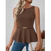 image:imageZESICA Womens Sleeveless Business Casual Peplum Tank TopsBrown
