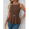 image:imageZESICA Womens Sleeveless Business Casual Peplum Tank TopsBrown