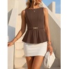 image:imageZESICA Womens Sleeveless Business Casual Peplum Tank TopsBrown