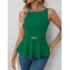 image:imageZESICA Womens Sleeveless Business Casual Peplum Tank TopsGreen