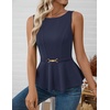 image:imageZESICA Womens Sleeveless Business Casual Peplum Tank TopsNavy