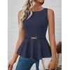 image:imageZESICA Womens Sleeveless Business Casual Peplum Tank TopsNavy