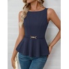 image:imageZESICA Womens Sleeveless Business Casual Peplum Tank TopsNavy