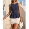 image:imageZESICA Womens Sleeveless Business Casual Peplum Tank TopsNavy