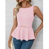 image:imageZESICA Womens Sleeveless Business Casual Peplum Tank TopsPink