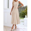 image:imageZESICA Womens Sleeveless Knit Midi Dress Pleated Sweater DressesApricot