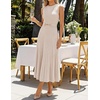 image:imageZESICA Womens Sleeveless Knit Midi Dress Pleated Sweater DressesApricot