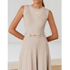 image:imageZESICA Womens Sleeveless Knit Midi Dress Pleated Sweater DressesApricot